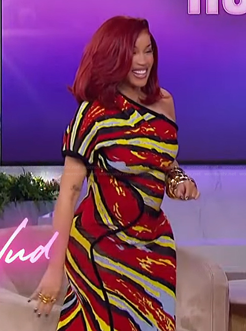 Cardi B's metallic stripe dress on The Jennifer Hudson Show