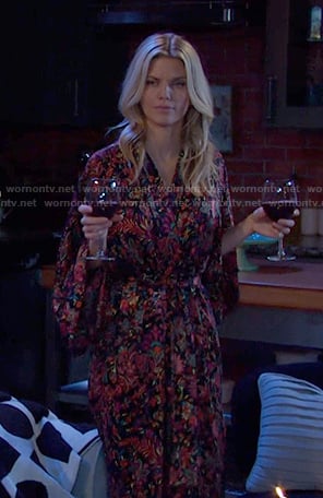 Cat's floral robe on Days of our Lives