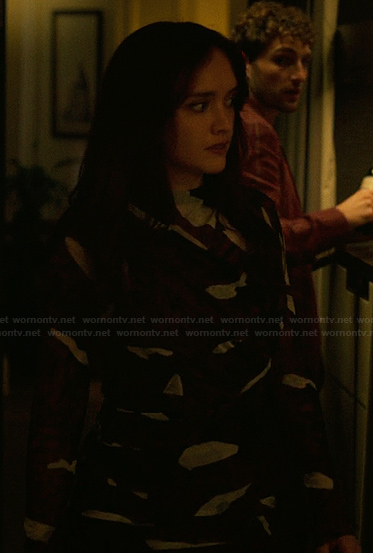 Cherry's printed gathered front dress on The Girlfriend