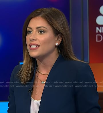 Chloe's navy collarless blazer jacket on NBC News Daily