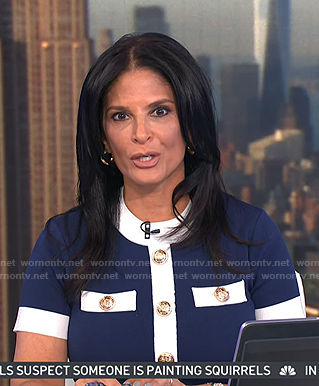 Darlene's navy contrast trim dress on Today