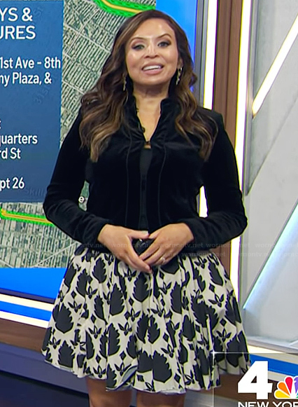 Darlene's velvet blazer and skirt on Today