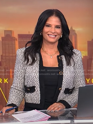 Darlene's white and black boucle jacket on Today