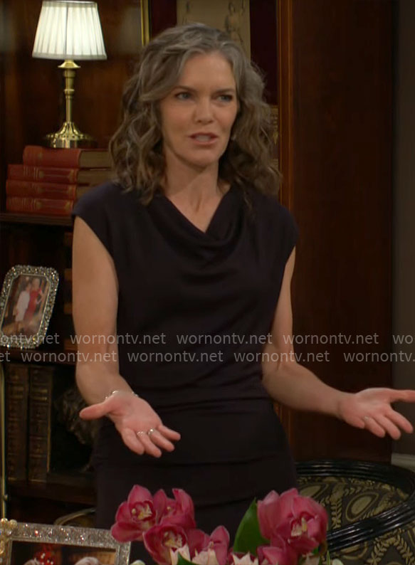 Diane's black cowl-neck dress on The Young and the Restless