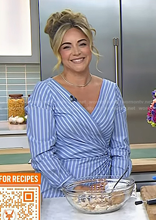 Dina Deleasa-Gonsar's blue stripe wrap dress on Today