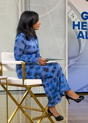 Dr. Tara Narula's blue check mesh dress on Good Morning America