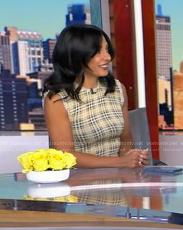 Dr. Tara Narula's yellow wavy plaid dress on Good Morning America
