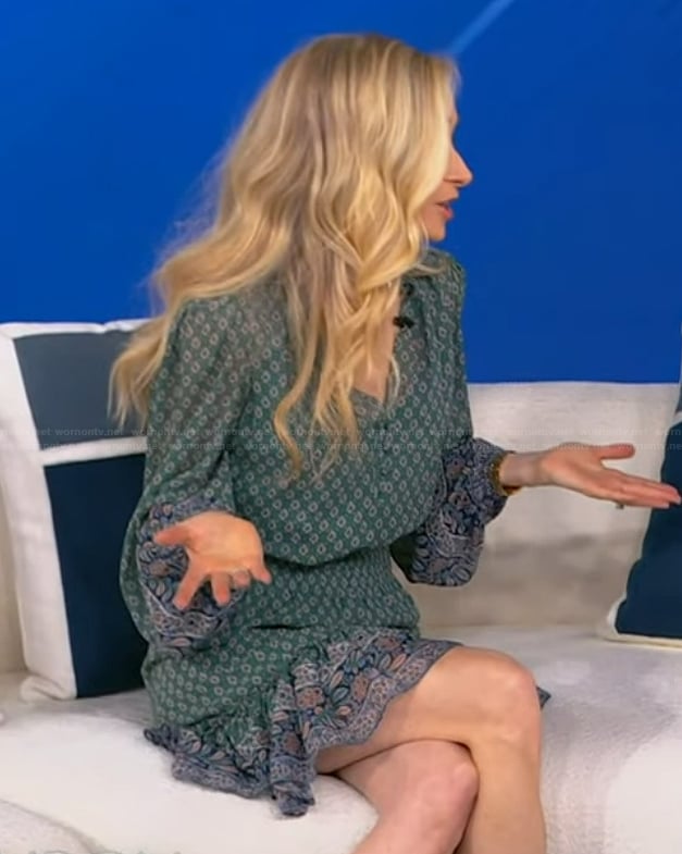 Dr Whitney Bowe's green printed mini dress on Tamron Hall Show
