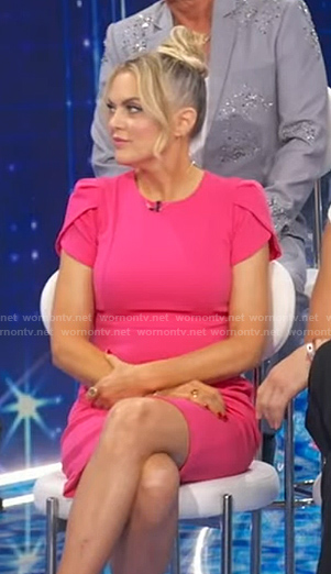 Elaine Hendrix's pink tulip-sleeve dress on Good Morning America