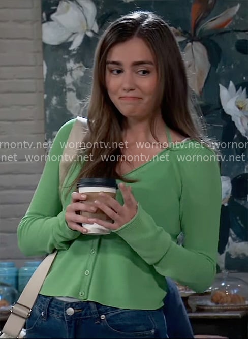 Emma's green cardigan on General Hospital