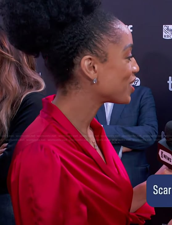 Francesca's red satin mini dress on E! News