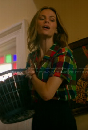 Hanna's multicolored check print top on The Runarounds