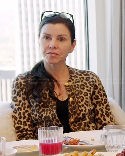Heather's leopard print cardigan on The Real Housewives of Orange County