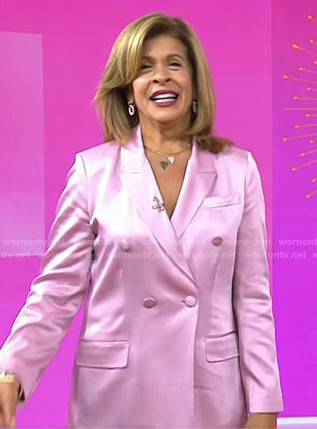 Hoda's pink satin blazer on Today