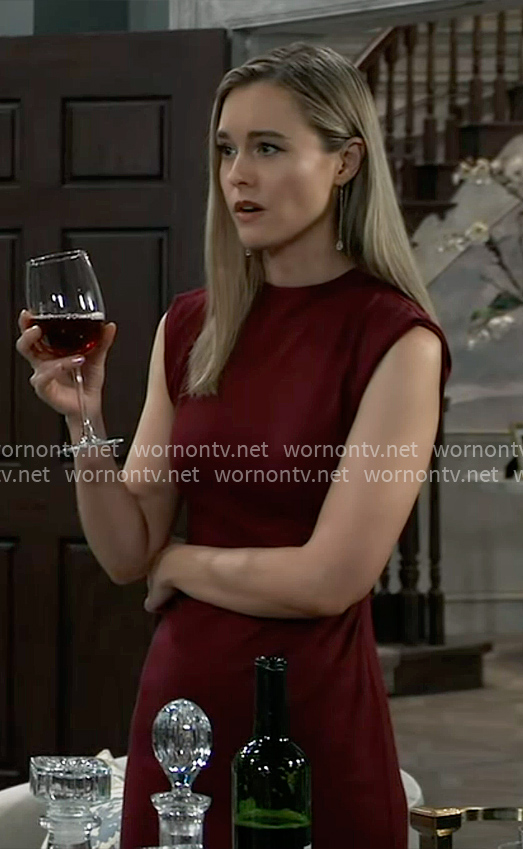 Jacinda's burgundy sheath dress on General Hospital