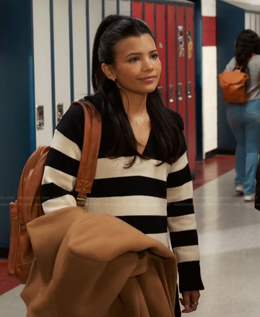 Jackie's striped pleated dress on My Life with the Walter Boys