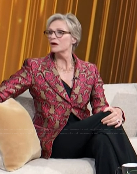 Jane Lynch's floral print blazer on Access Hollywood
