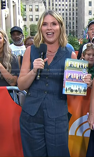 Jenna's navy pinstripe vest and pants on Today