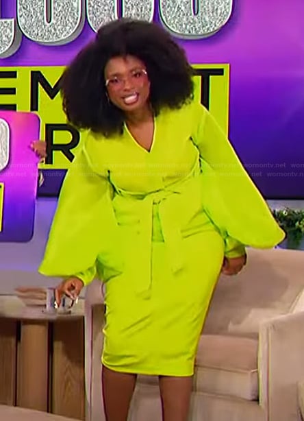 Jennifer's lime green top and skirt on The Jennifer Hudson Show