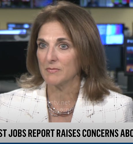 Jill Schlesinger's white checked blazer on CBS Mornings