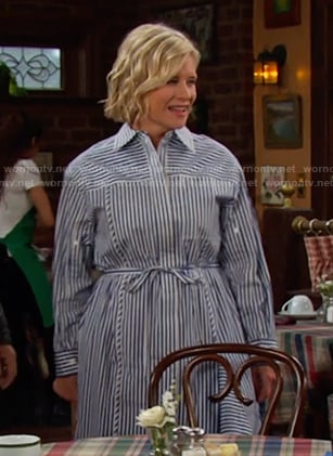 Kayla's blue striped shirtdress on Days of our Lives