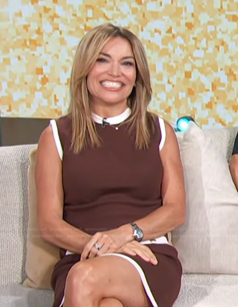 Kit's brown contrast mini dress on Access Hollywood
