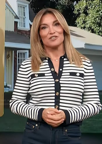 Kit's striped cardigan on Access Hollywood