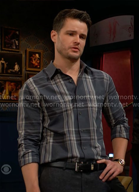 Kyle's plaid button down shirt on The Young and the Restless