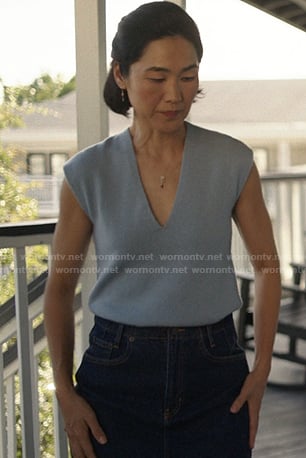 Laurel's blue knit vest on The Summer I Turned Pretty