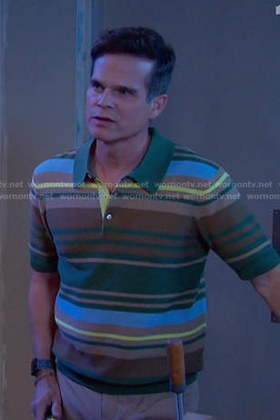 Leo's green striped polo on Days of our Lives