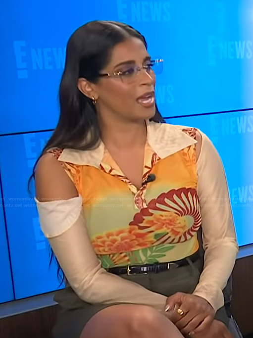Lily Singh's printed top with shoulder cutout on E! News