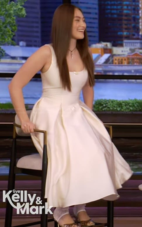 Lola Tung's sleeveless midi dress on Live with Kelly and Mark