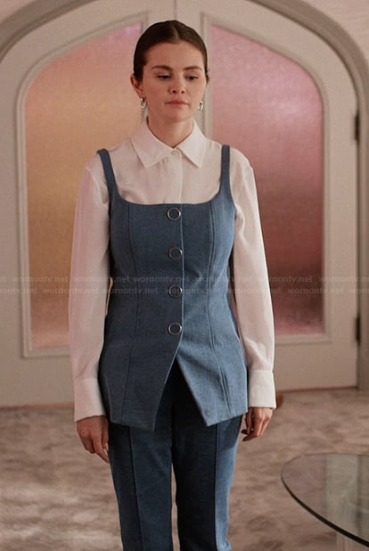 Mabel's blue denim vest on Only Murders in the Building