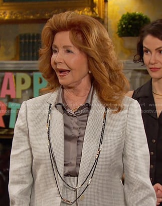 Maggie's grey check blazer and pant suit on Days of our Lives