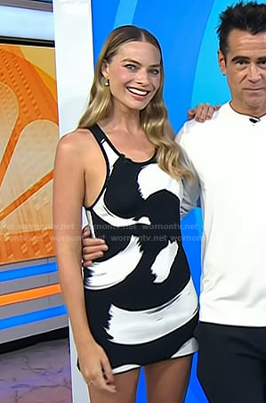 Margot Robbie's black and white print mini dress on Today