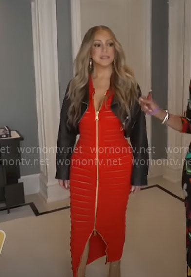 Mariah Carey's red zip-front dress on CBS Mornings