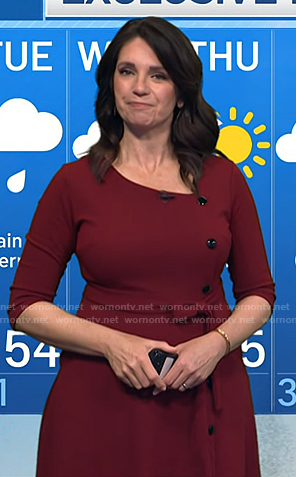 Maria's burgundy button detail dress on Today