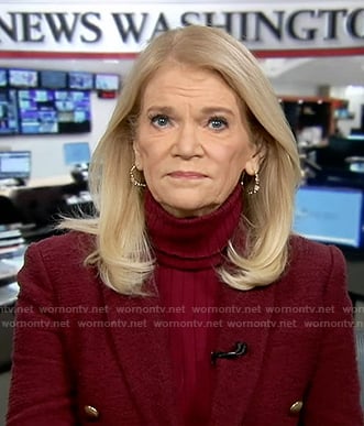 Martha's burgundy tweed blazer on Good Morning America