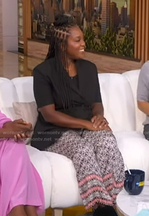 Maya Feller's printed pants on Good Morning America