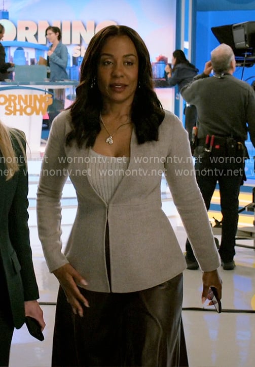 Mia's grey jacket on The Morning Show