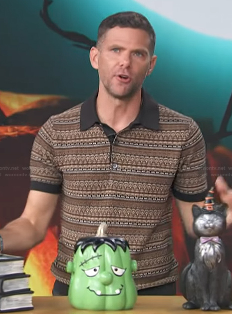 Mikey Day's fairisle polo on Access Hollywood
