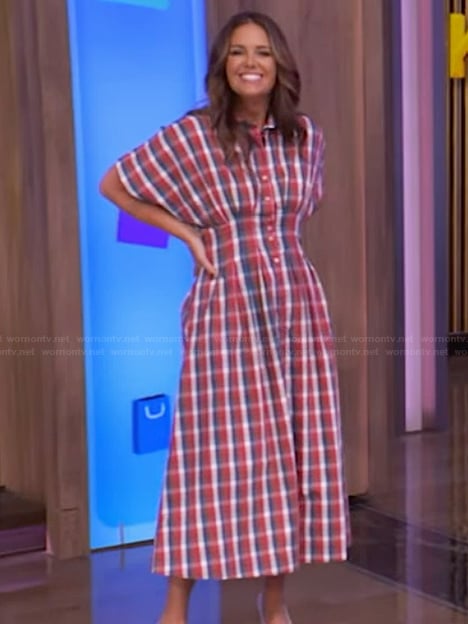 Monica Mangin's gingham check dress on Live with Kelly and Mark