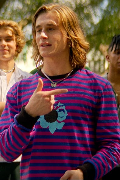 Neil's striped floral long sleeve shirt on The Runarounds