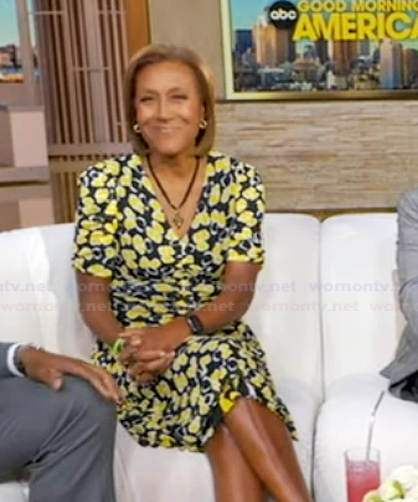 Robin's black and yellow print dress on Good Morning America