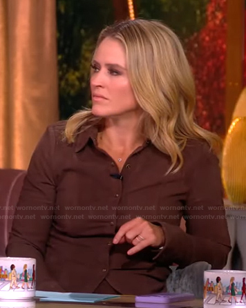 Sara's brown corduroy pants and shirt on The View