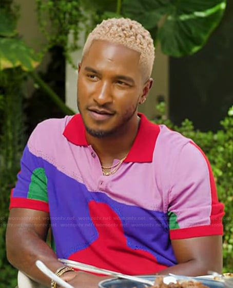 Scott's colorblock polo on Access Hollywood
