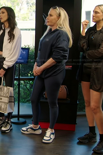 Shannon's navy hoodie and leggings on The Real Housewives of Orange County