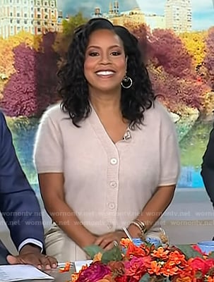 Sheinelle's blush pink short sleeve cardigan on Today