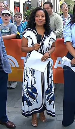 Sheinelle's white print midi dress on Today