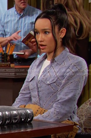 Sophia's purple floral western shirt on Days of our Lives